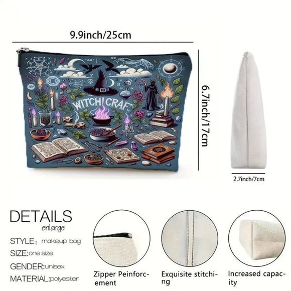 Enchanting Witch Craft Halloween Makeup / Cosmetic Bag Zipper / Lightweight - Picture 2 of 2